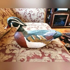Vintage Canvasback Drake Duck Decoy Solid Body Carver Pierre Lebouef